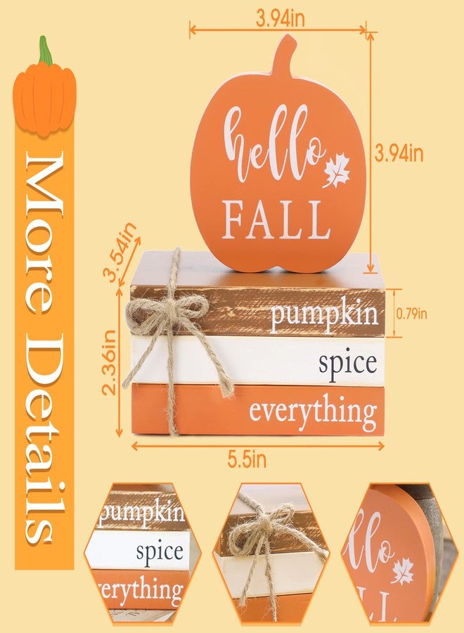 KORMMCO Thanksgiving Fall Wood Book Stack, Fall Thanksgiving Decorations Tiered Tray,Hello Fall Decor, Autumn Mini Faux Decorative,Farmhouse Mini Decorative Books Bundle - Image 3